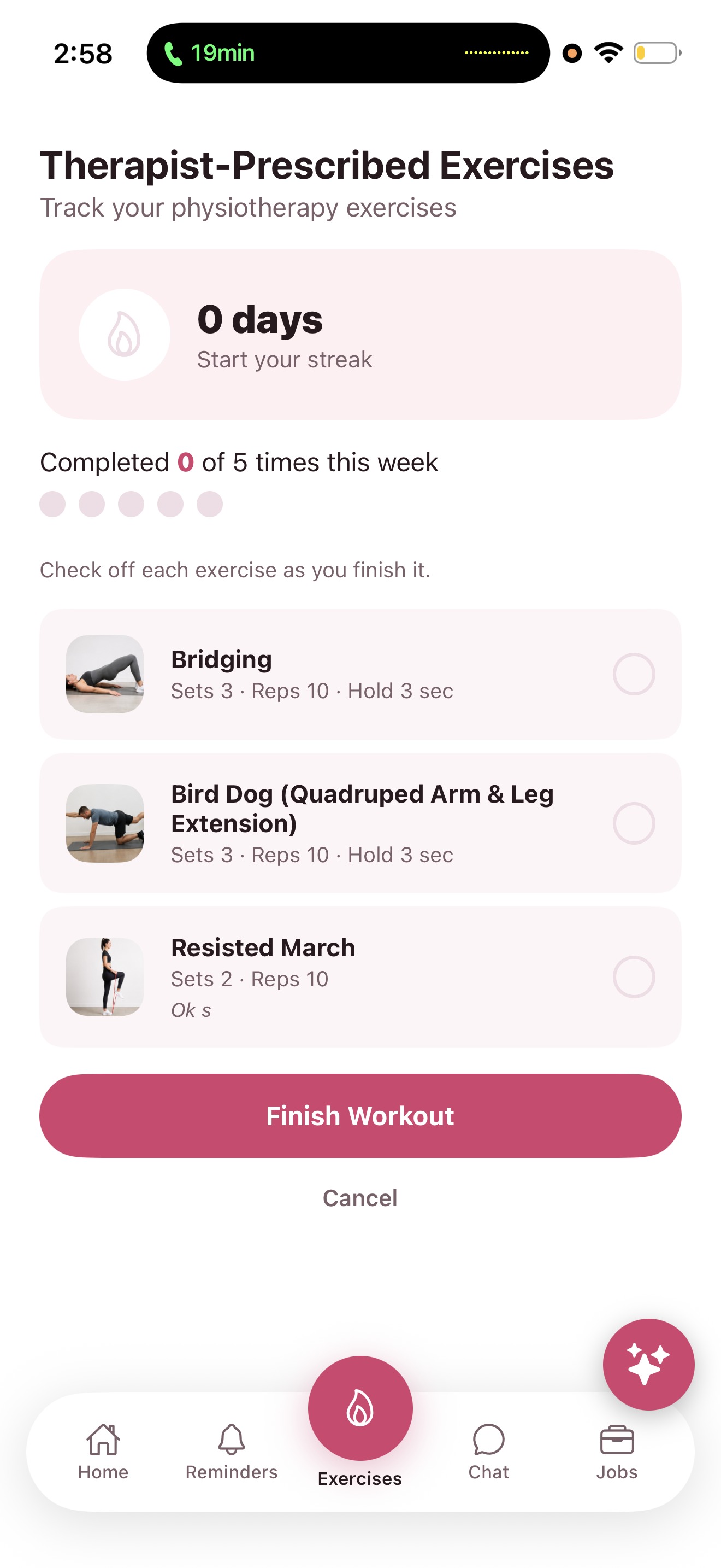Therapist-Prescribed Exercises in the Tend Health app
